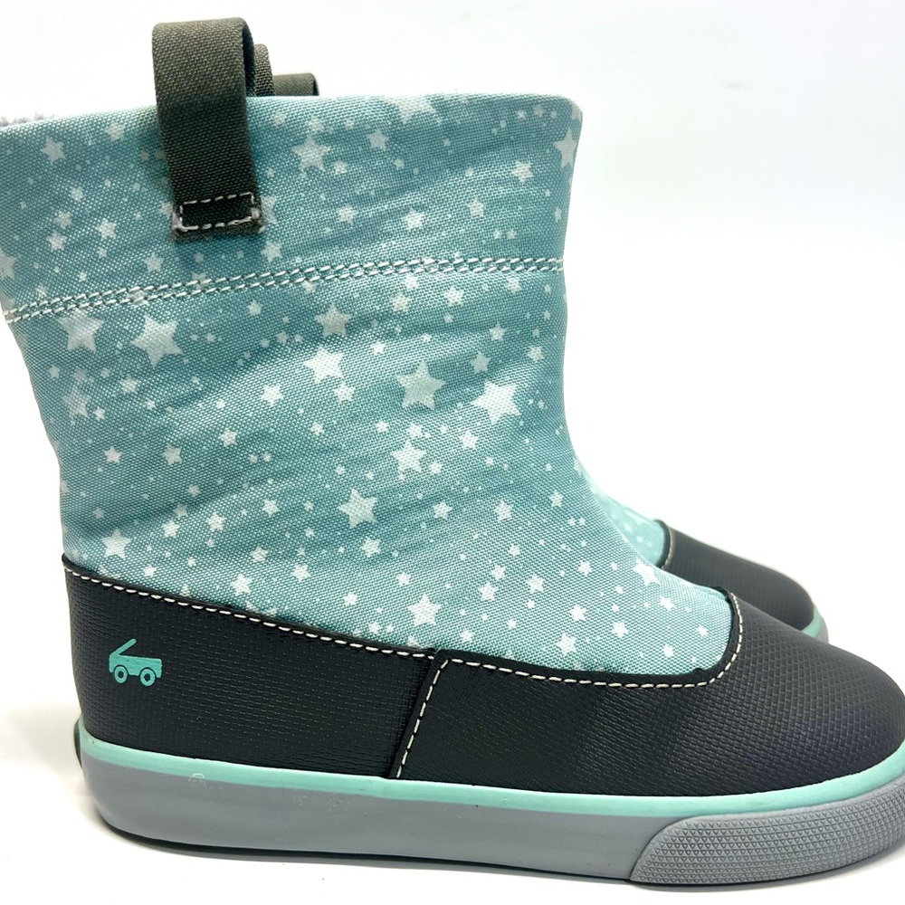 See Kai Run Kids Ripley Boots Aqua/Gray Star Print Pull On Size 9 - Picture 5 of 12